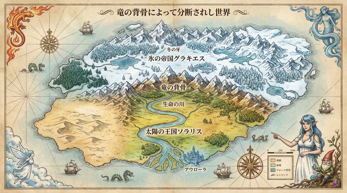 Royal Cartographer Fantasy World Map Prompt (Detailed Scenario) — output 1