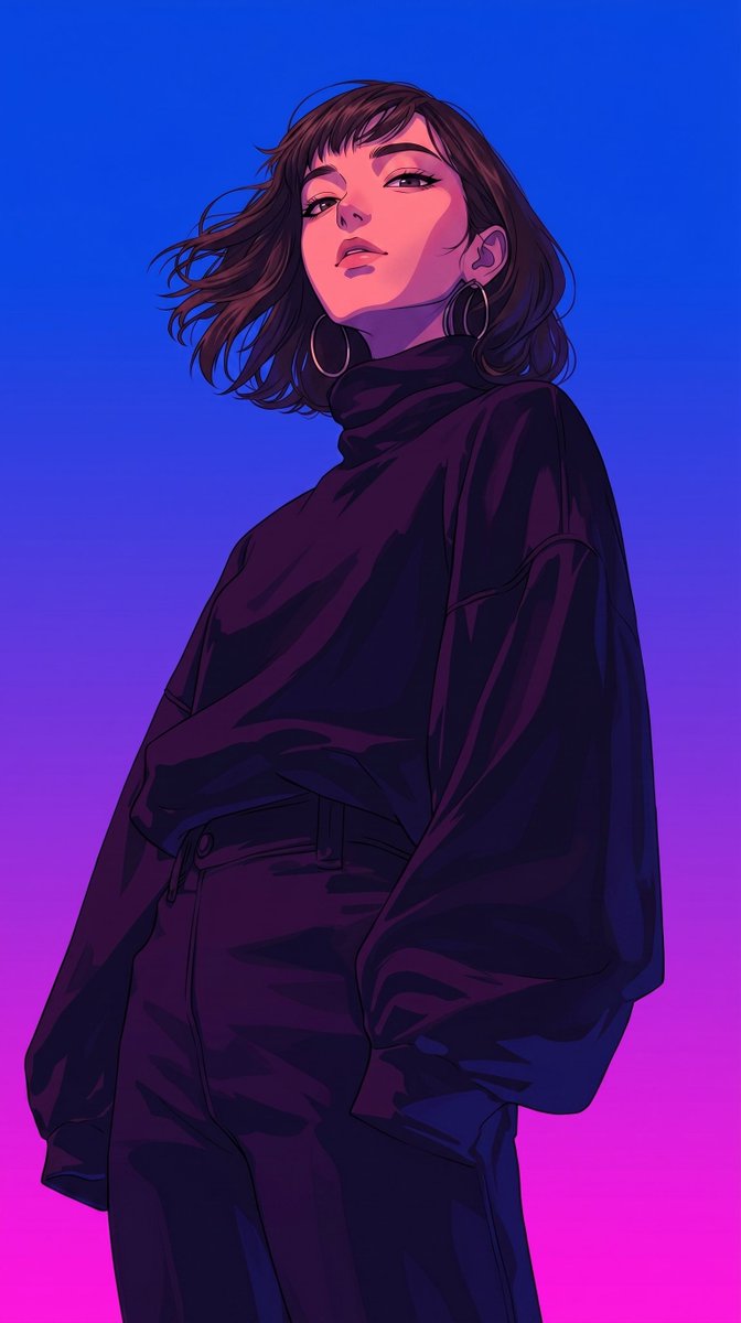 Profile / Avatar - Retro-Modern Neon Anime Painting — output 1