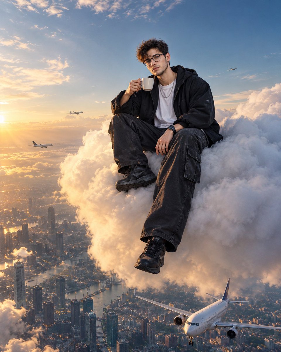 YouTube Thumbnail - Surreal Cloud Coffee Scene — output 1