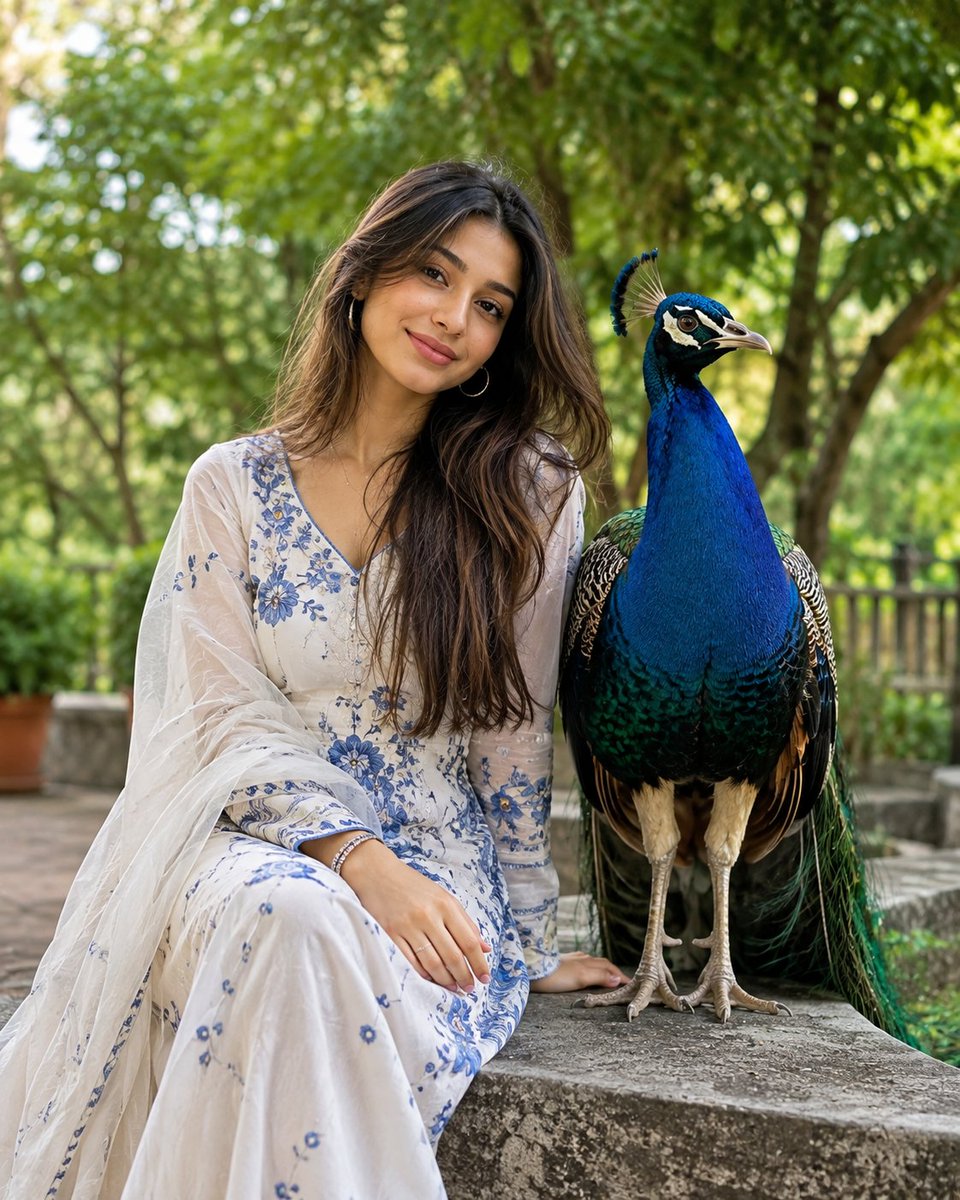 Profile / Avatar - South Asian Portrait with Majestic Peacock — output 1