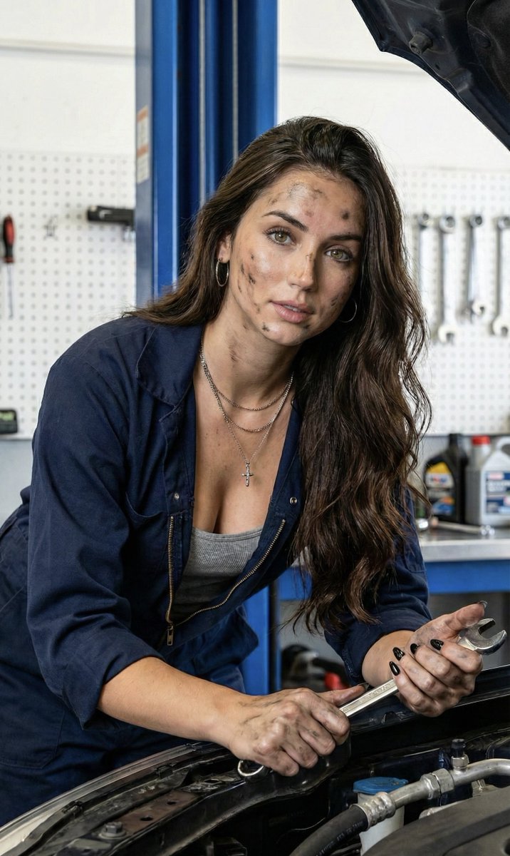Hyper-Realistic Female Mechanic Portrait Prompt (JSON) — output 1