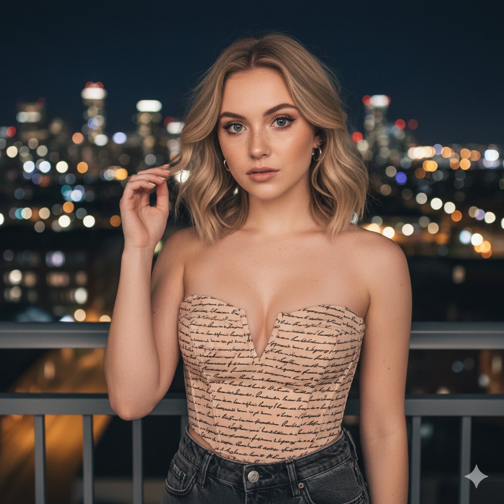 Modern Urban Night Photography Portrait with Flash — output 1