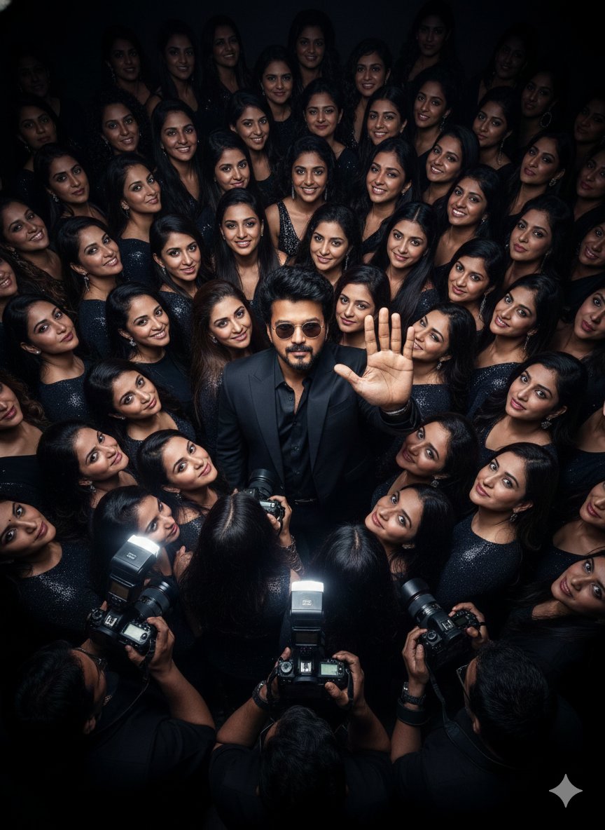 Paparazzi Flash Crowd Scene Prompt (Identity Preservation) — output 1
