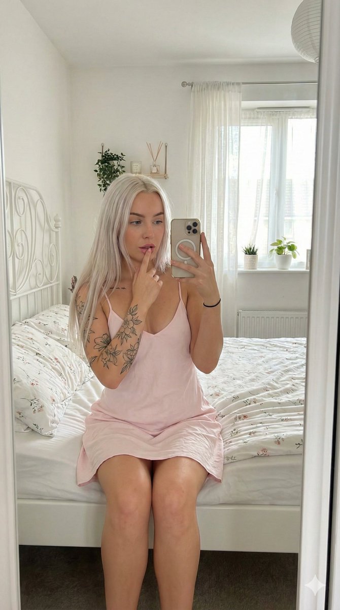 Profile / Avatar - Photorealistic Mirror Selfie in Bright White Bedroom — output 1