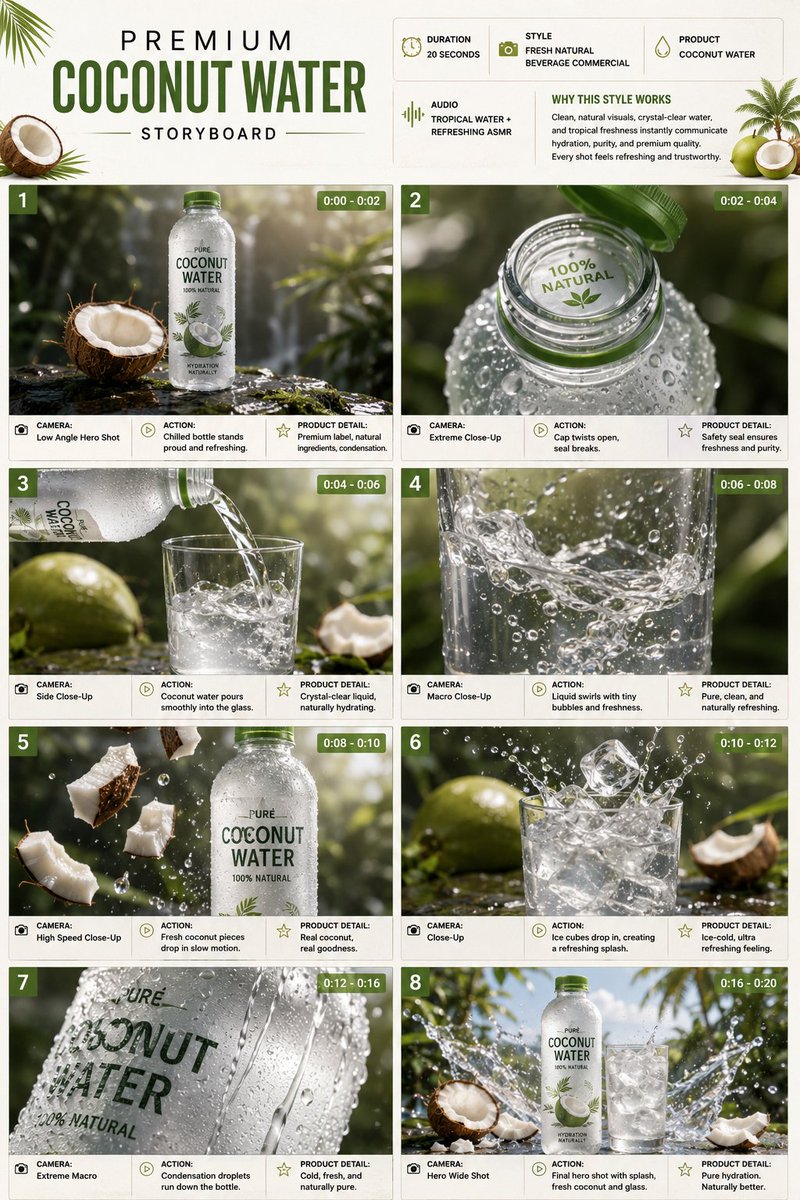 Comic / Storyboard - Coconut Water Product Storyboard — output 1