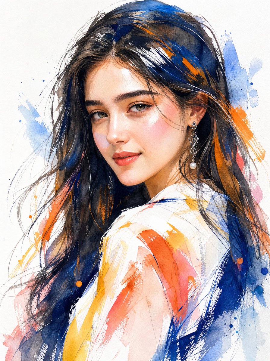 Social Media Post - Watercolor Mixed-Media Woman Portrait — output 1
