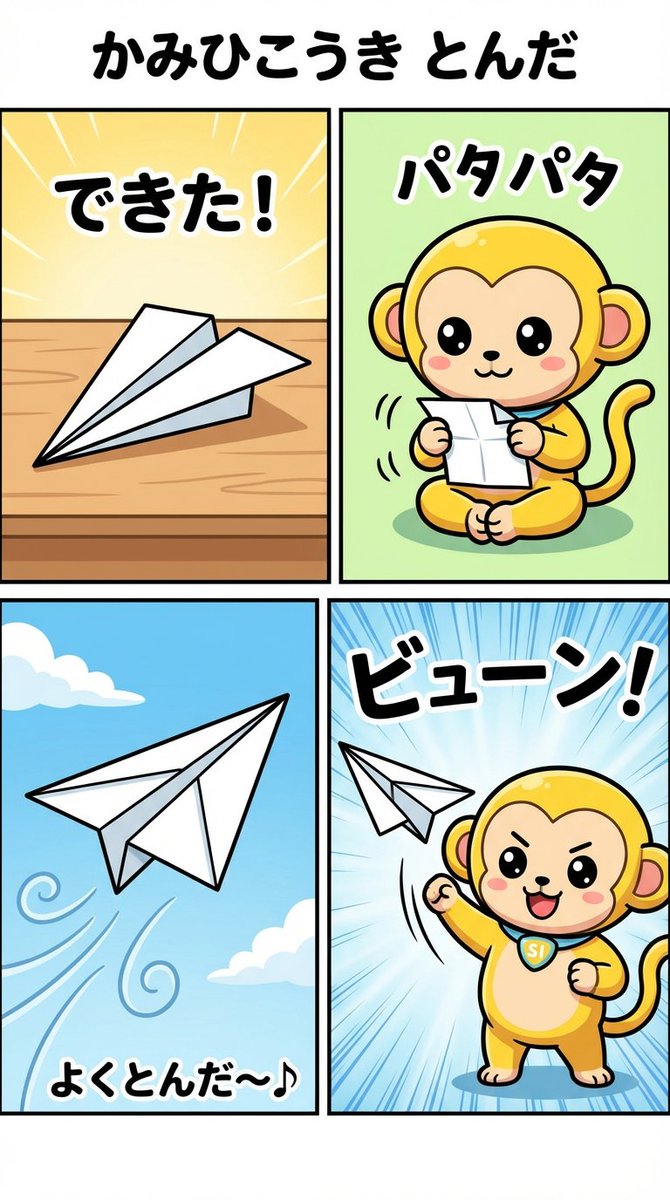 Nano-kun's Daily Life: Paper Airplane Comic Strip Prompt — output 1