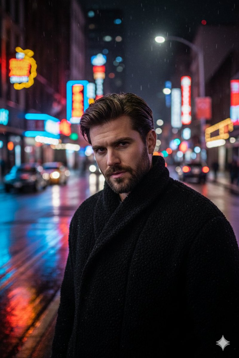 Cinematic Neon Night Street Portrait — output 1