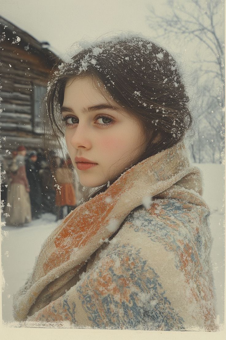 Cinematic Winter Portrait with Snowflakes — output 1