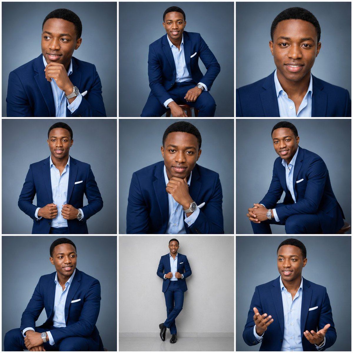 Profile / Avatar - Nine-Frame Corporate Portrait Collage — output 1
