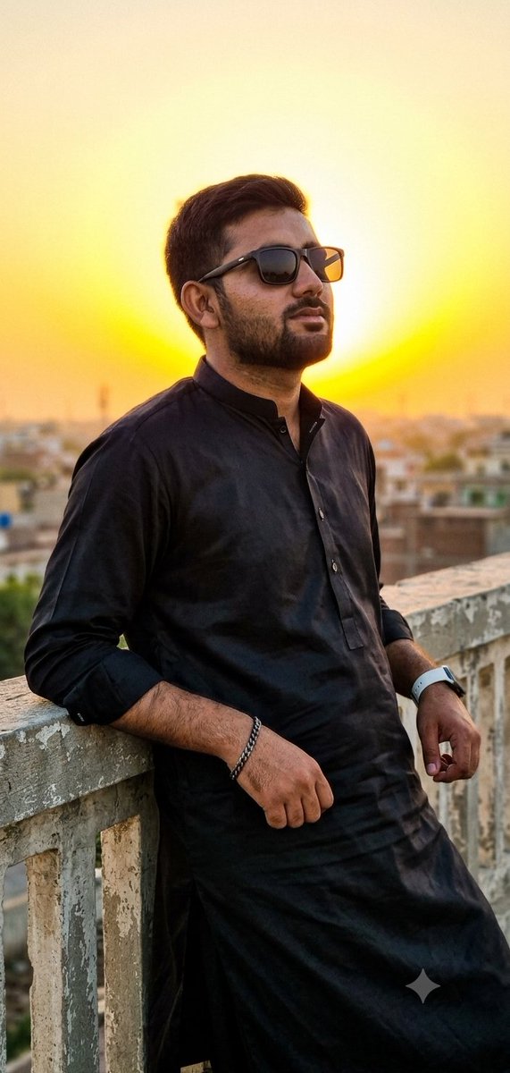 Profile / Avatar - Man in Silk Shalwar Kameez Sunset Portrait — output 1
