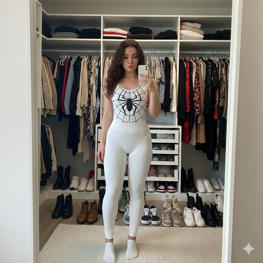 Profile / Avatar - Spider-Girl Cosplay Selfie Prompt (White) — output 1