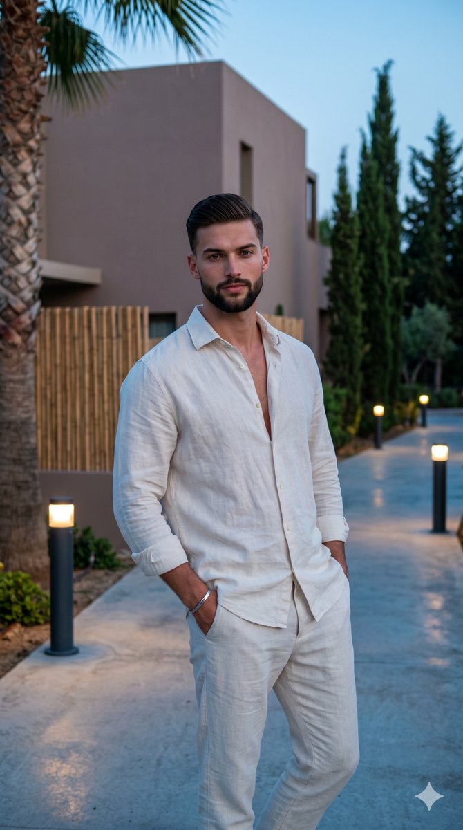 Social Media Post - Upscale Resort Pathway Male Portrait — output 1