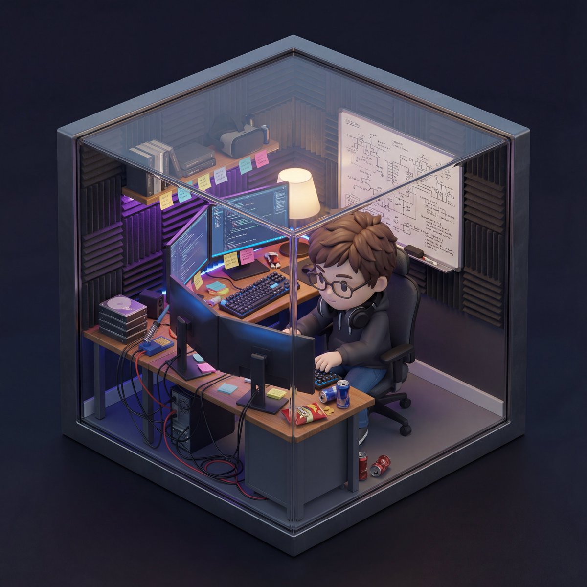 Isometric 3D Miniature Room with Chibi Character Prompt — output 1