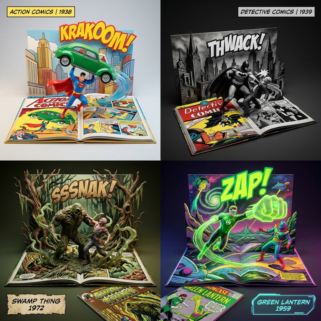 Comic / Storyboard - 3D Diorama of Comic Book Covers and Toys — output 1