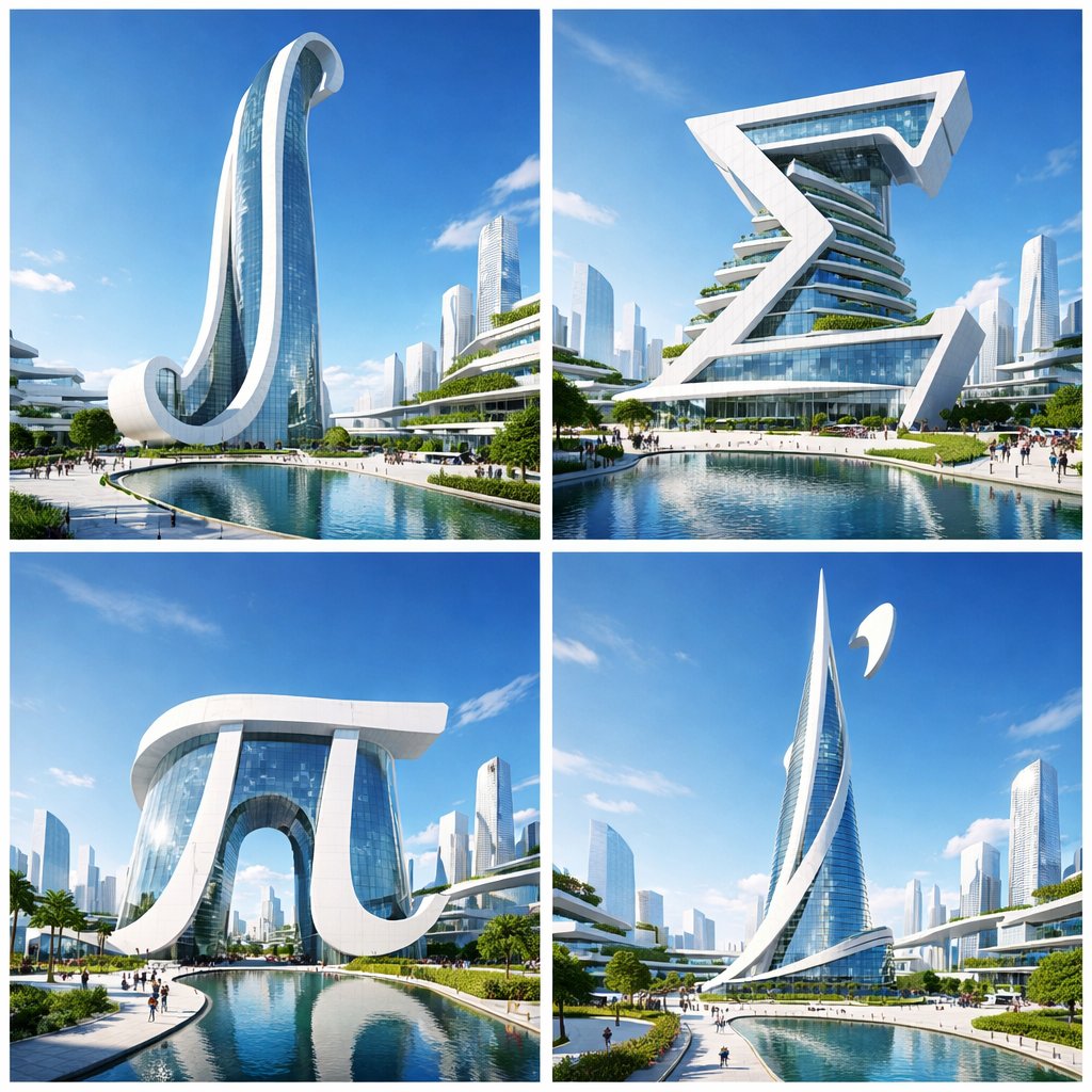 Infographic / Edu Visual - Calculus Symbols as Futuristic Architecture — output 1