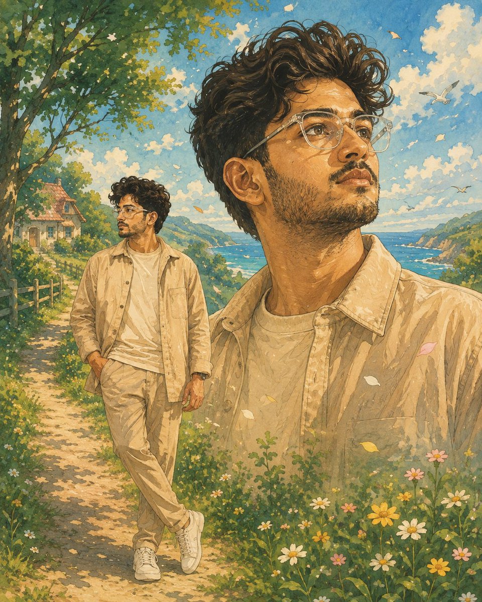 Profile / Avatar - Dreamy Watercolor Countryside Illustration — output 1