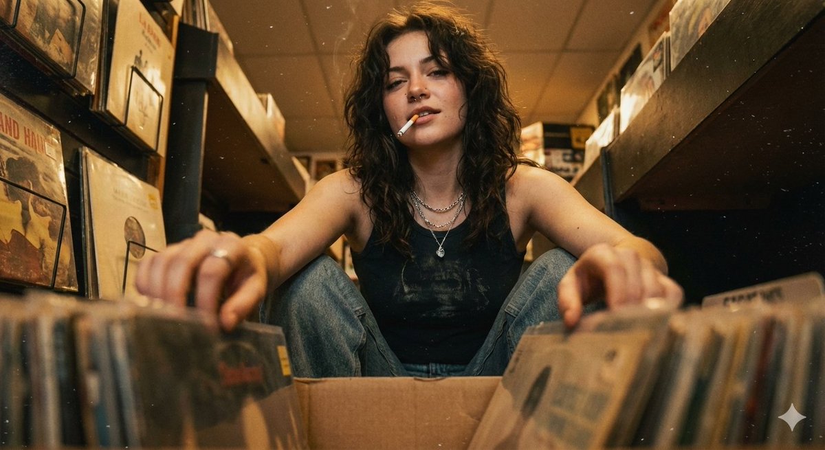 90s Grunge Record Store POV — output 1