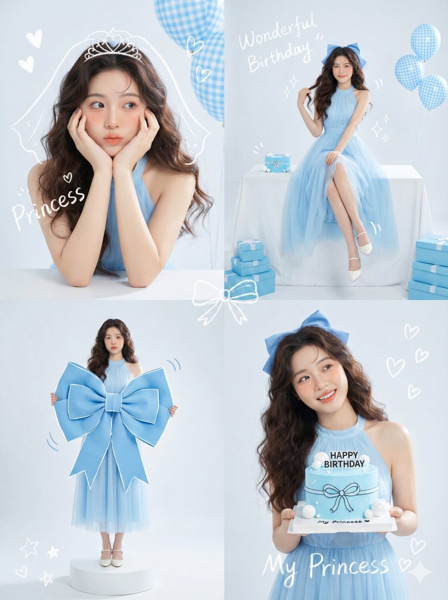 Social Media Post - Korean Idol Birthday Collage with Doodles — output 1