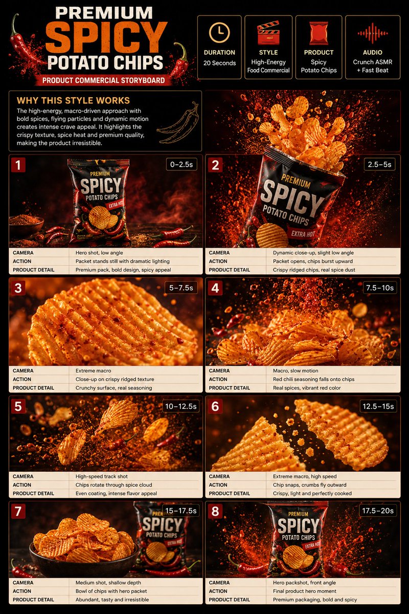 Comic / Storyboard - Spicy Potato Chip Commercial Storyboard — output 1