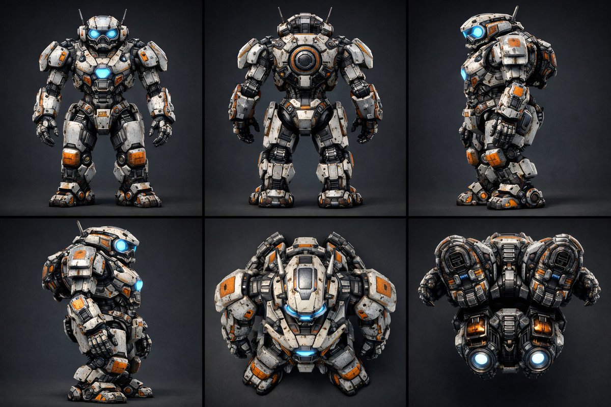 Technical Prompt for 3x2 Robot Character Matrix — output 1