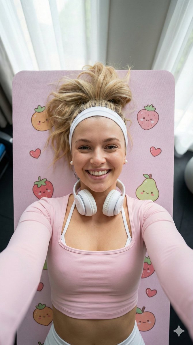 Motivational Yoga Selfie with Pastel Aesthetic — output 1