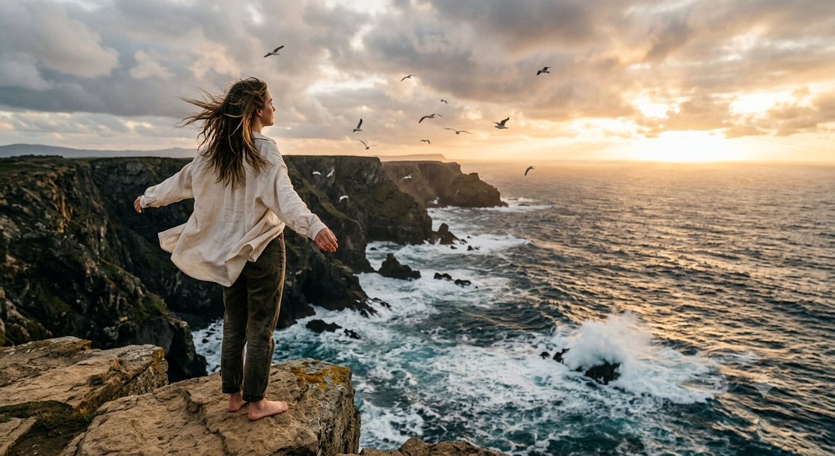 Social Media Post - Coastal Freedom Sunset Portrait — output 1