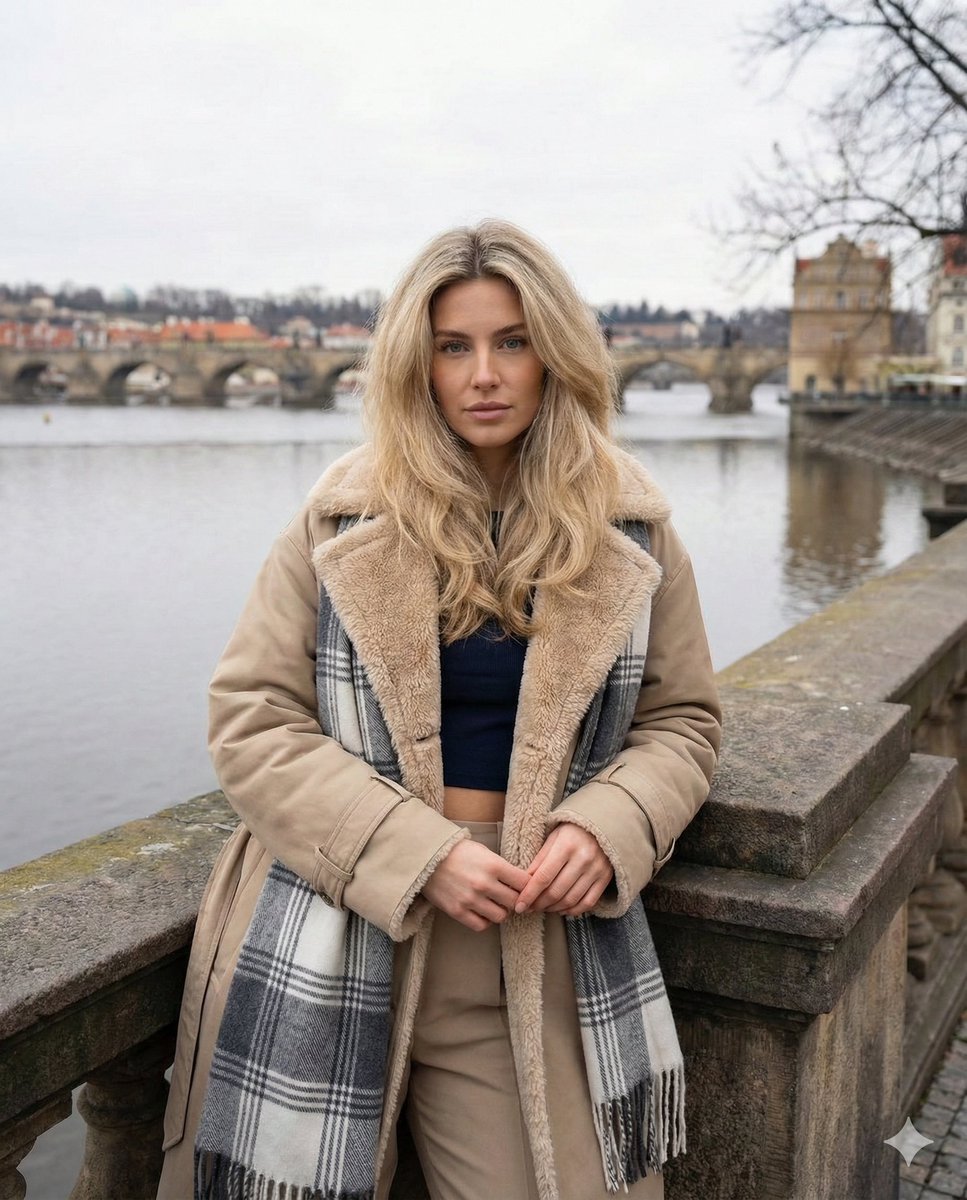 Product Marketing - Winter Street Style Portrait in European City Prompt — output 1