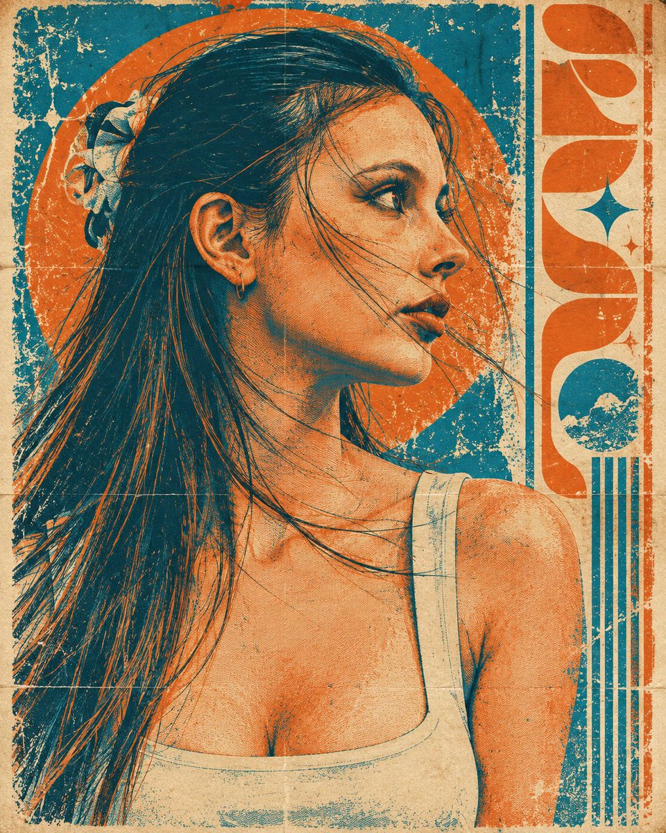 Social Media Post - Retro Duotone Screen-Print Portrait — output 1