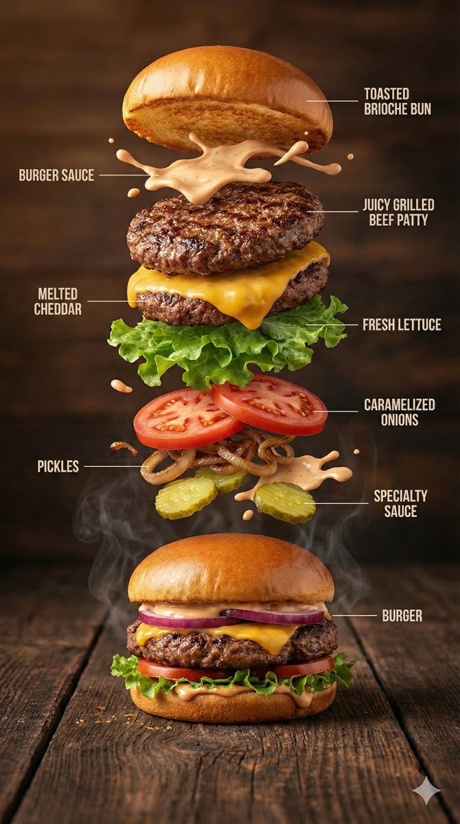 Infographic / Edu Visual - Hyper-Realistic Gourmet Burger Infographic — output 1