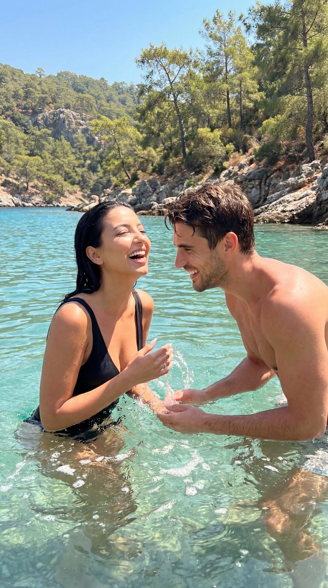Ultra-Photorealistic Candid Water Splash Romance — output 1