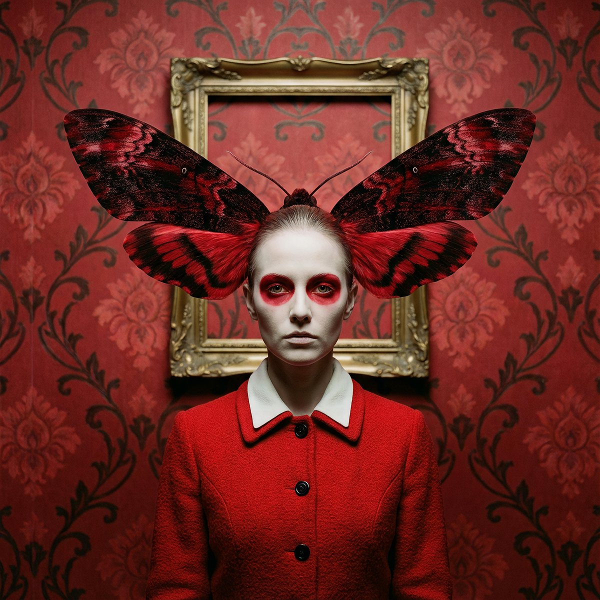 Social Media Post - Surreal Moth-Winged Female Portrait — output 1