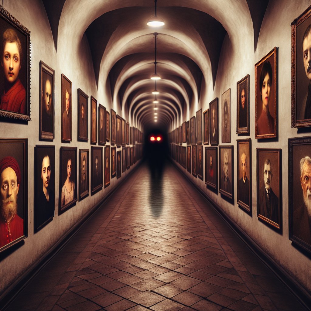 Eerie Hallway with Shadow Creature Prompt — output 1