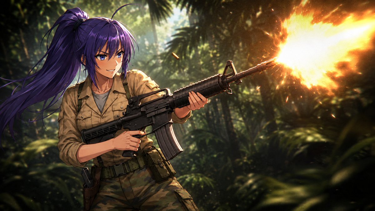 Comic / Storyboard - Anime Jungle Rifle Action Scene — output 1