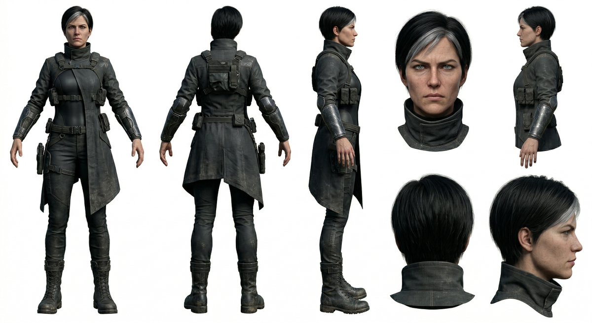 Game Asset - Photoreal Character Reference Sheet Prompt for Nano Banana Pro — output 1