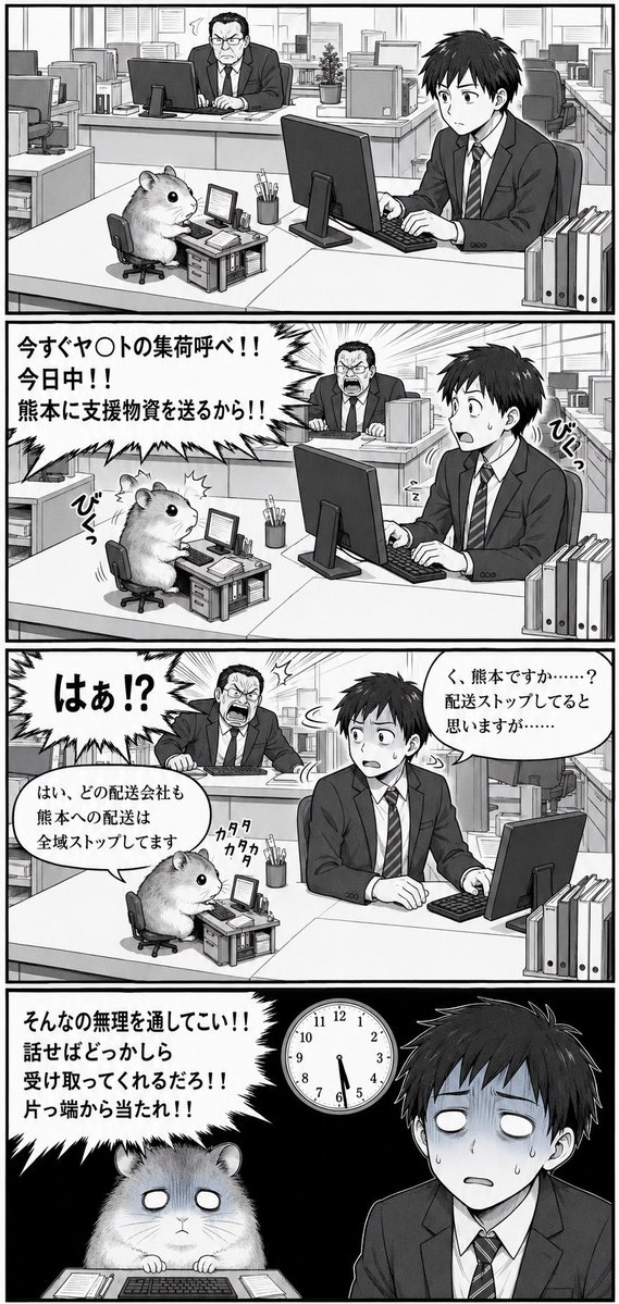 Comic / Storyboard - Four-Panel Office Hamster Manga — output 1