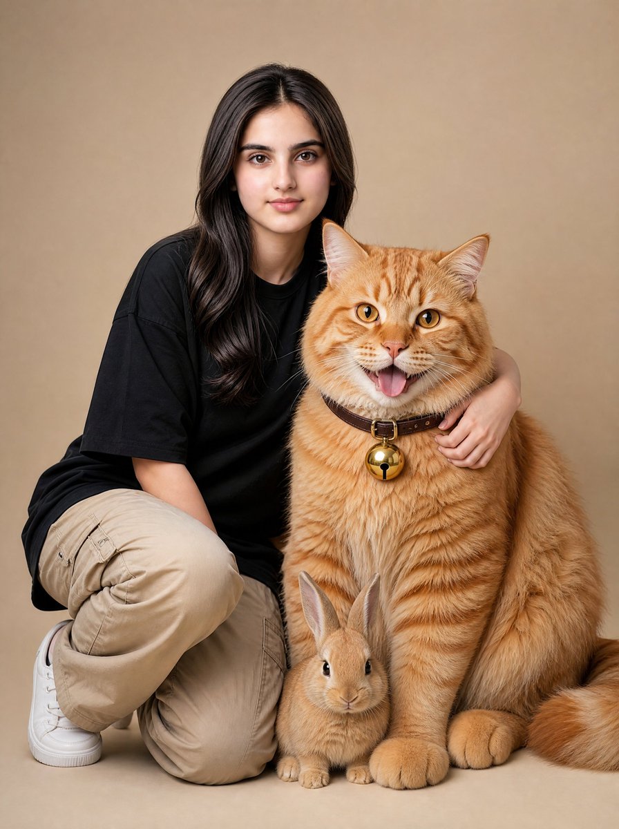Profile / Avatar - Woman with Giant Cat Studio Portrait — output 1