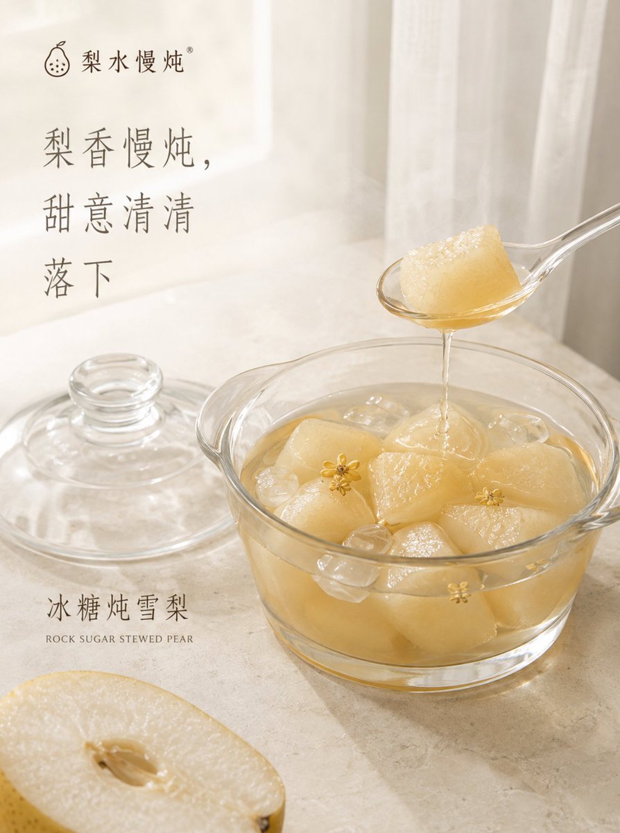 E-commerce Main Image - Traditional Stewed Pear Dessert Poster — output 1