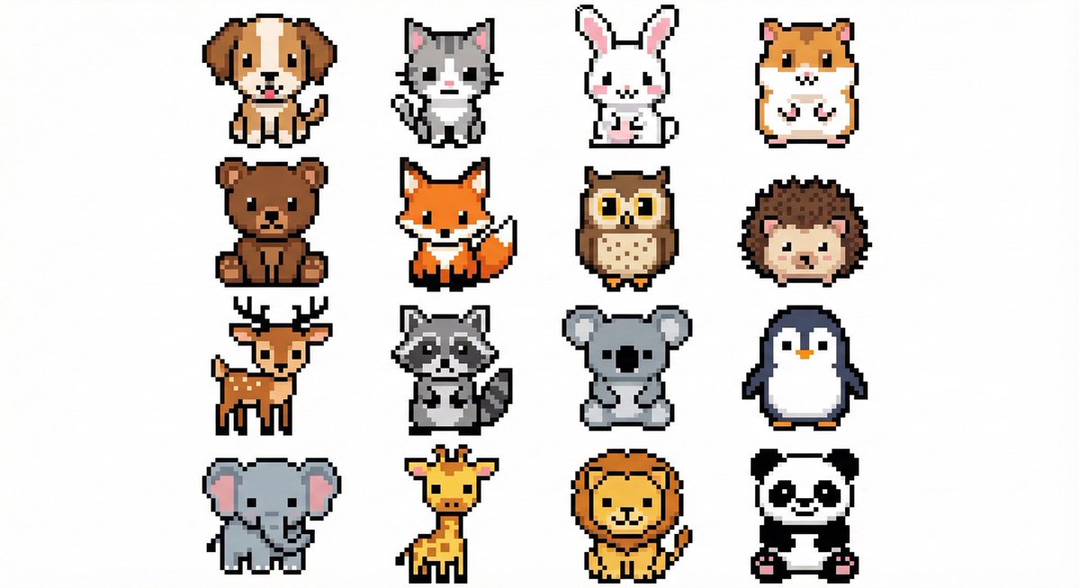 Game Asset - Pixel Art Animal Grid for APNG — output 1