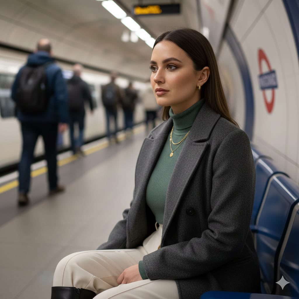 Cinematic London Underground Commuter Portrait Prompt — output 1