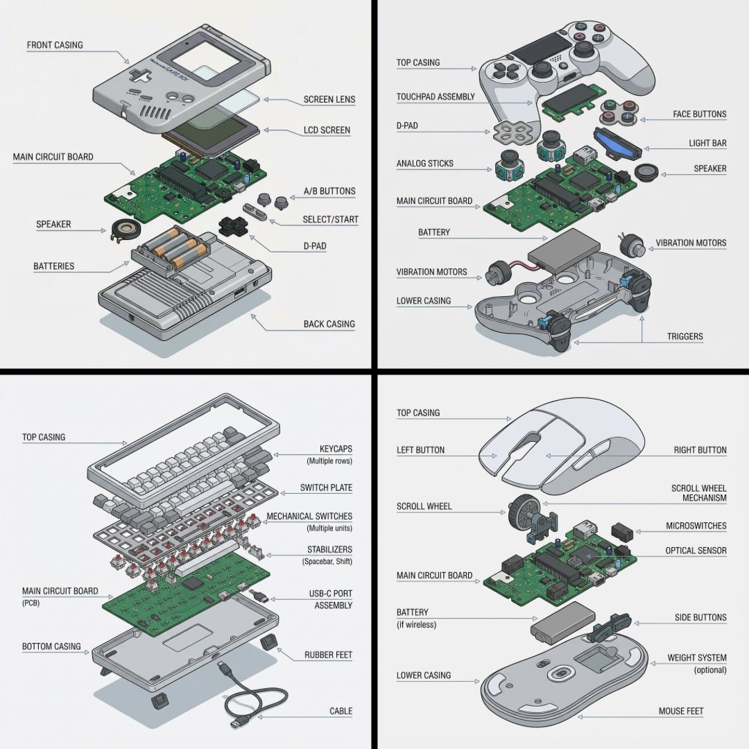 Technical exploded view diagram of a device — output 1