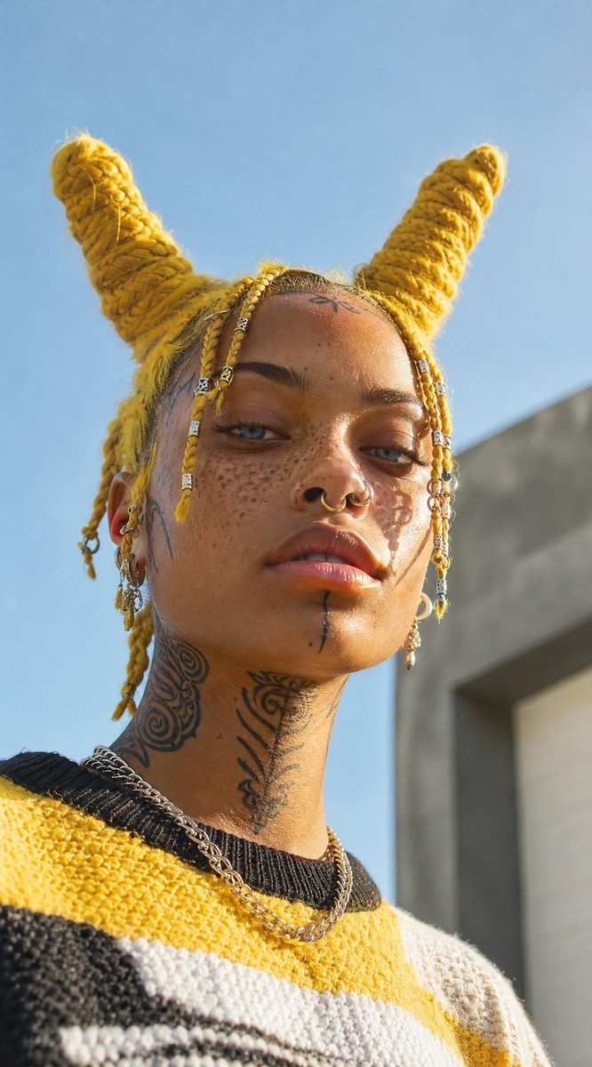 Profile / Avatar - Yellow Horned Braids Portrait — output 1