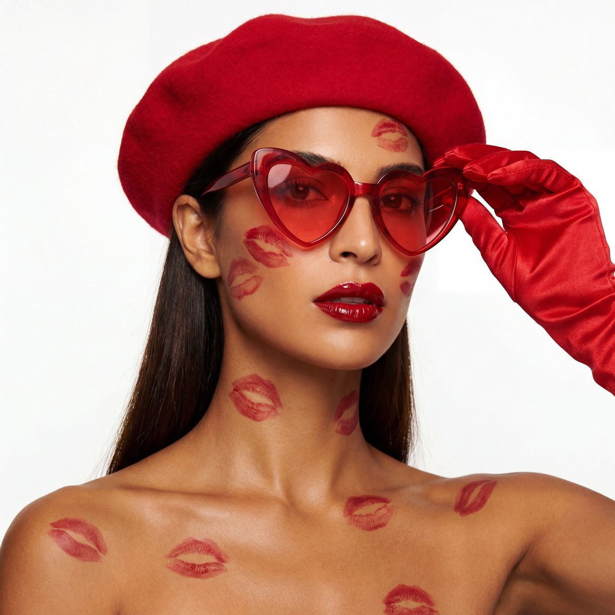 Ultra-Realistic Beauty Editorial with Kiss Marks — output 1
