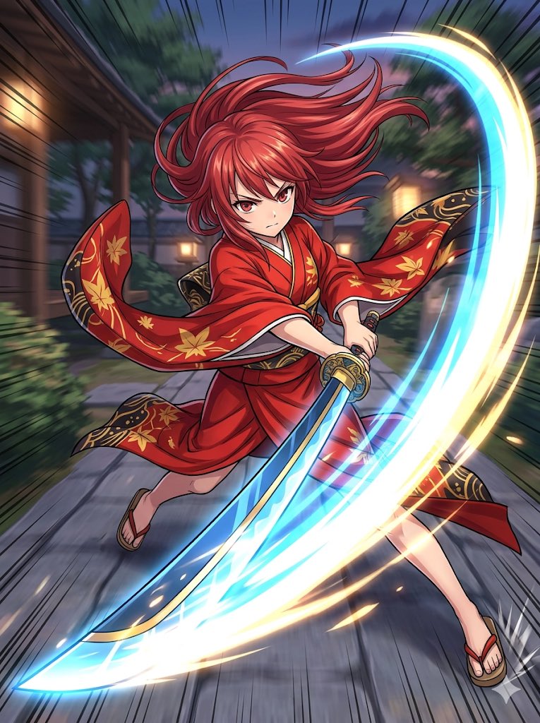 Game Asset - Anime Action Girl in Kimono — output 1