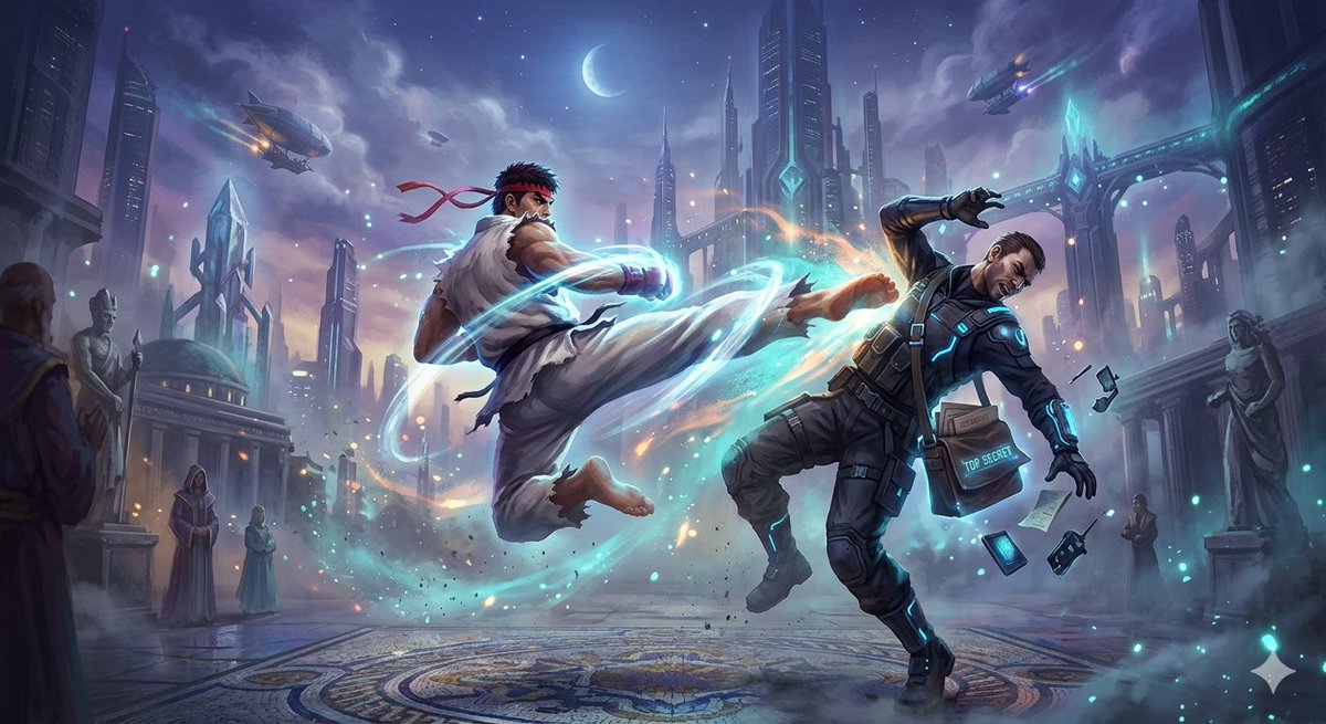 Game Asset - Ryu Performing Tatsumaki Senpukyaku on a Spy in Final Fantasy Style — output 1
