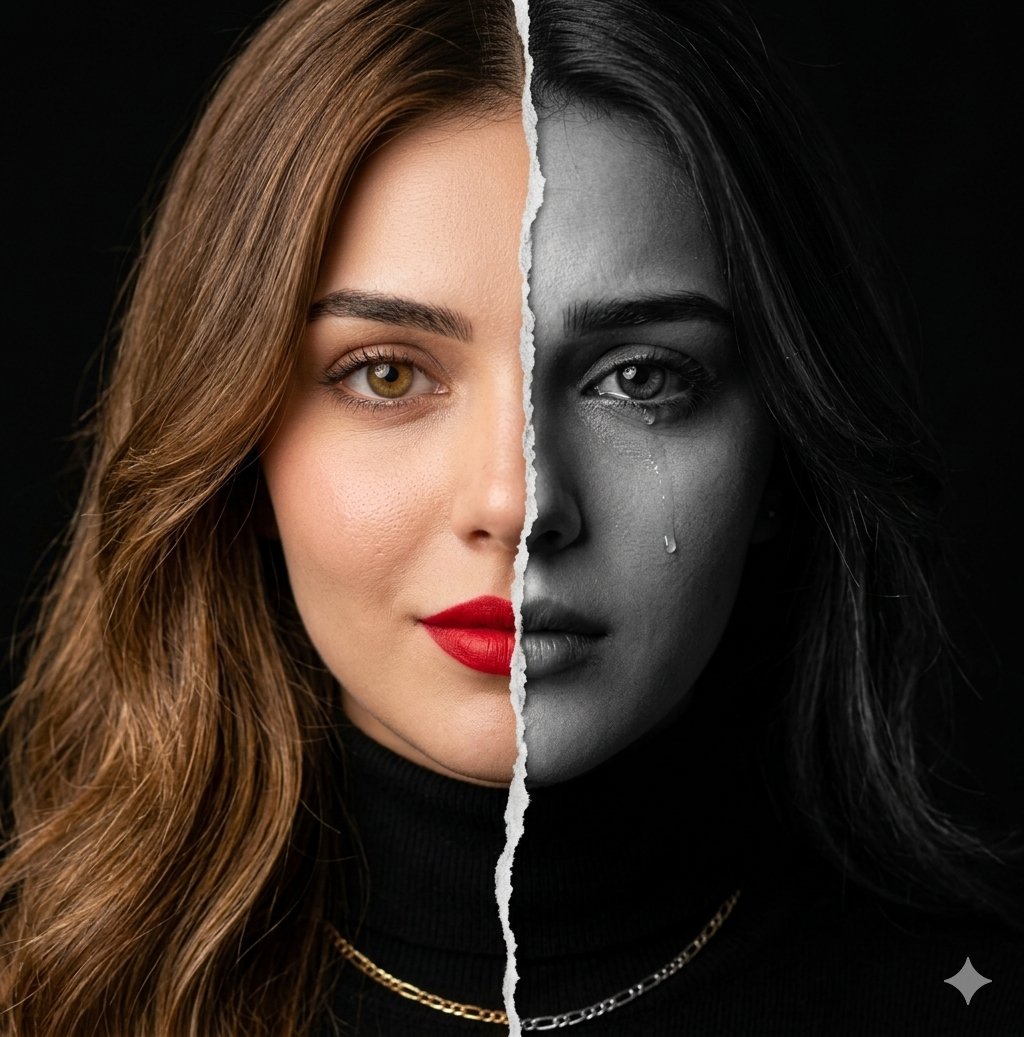 Profile / Avatar - Cinematic Torn Paper Split Portrait — output 1