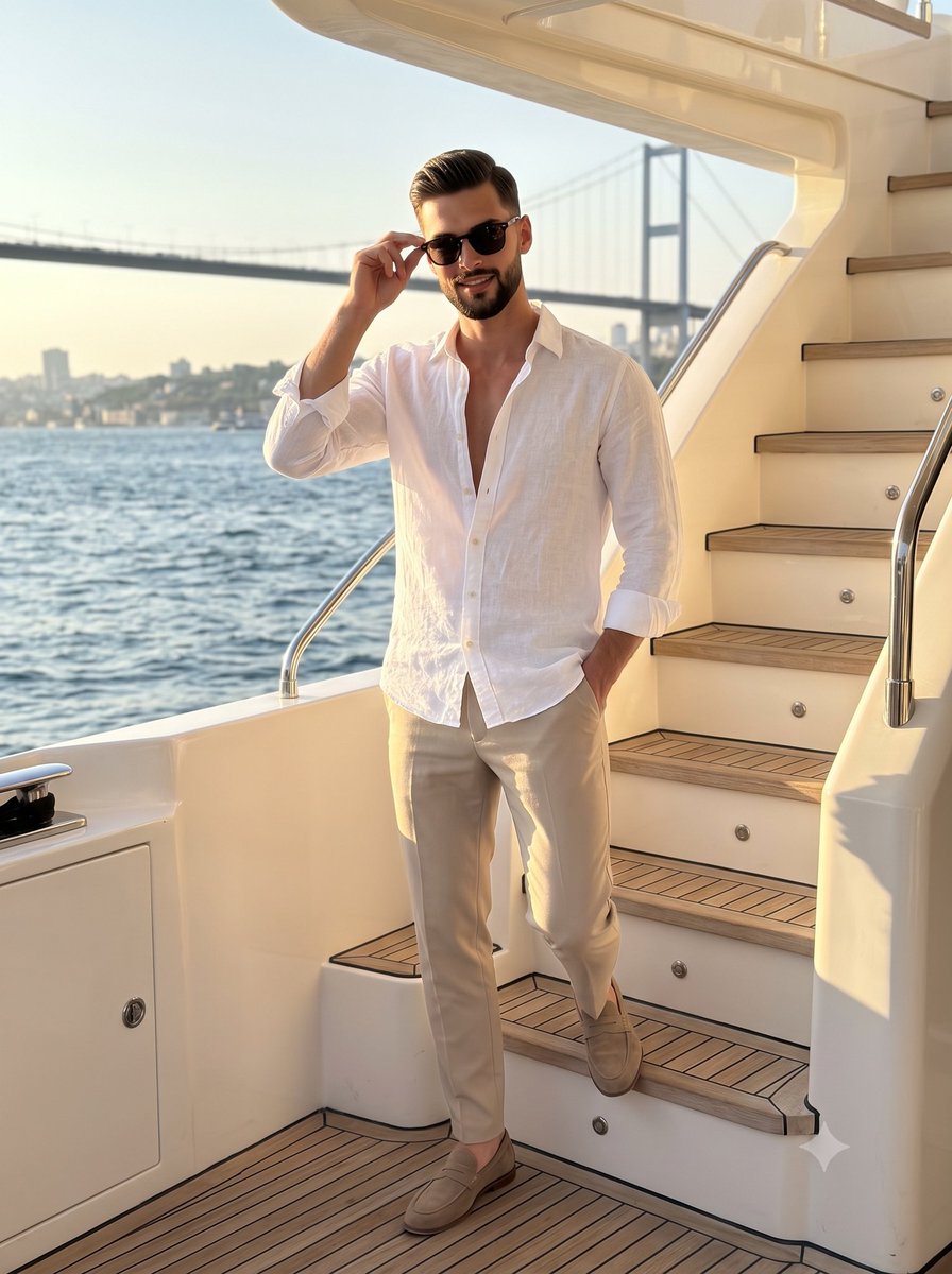 Product Marketing - Man on Luxury Yacht Staircase — output 1