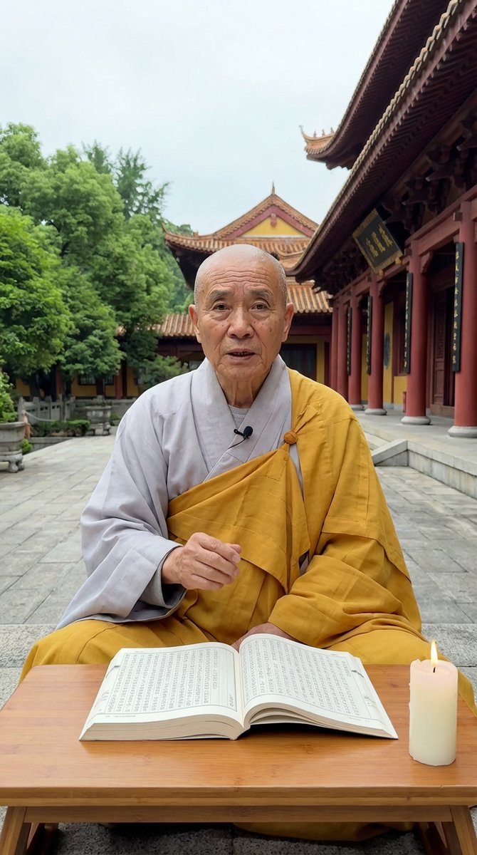 YouTube Thumbnail - Monk Delivering Life Advice Video Still Prompt — output 1