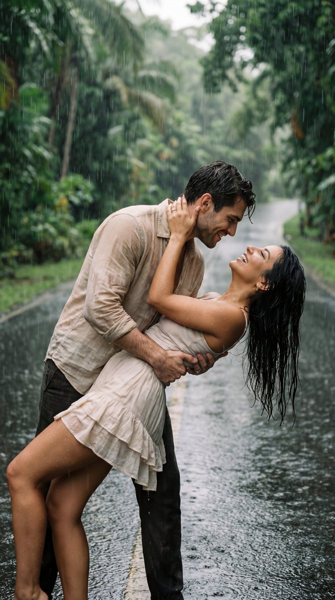 Cinematic Rain Dance Romance Film Still — output 1