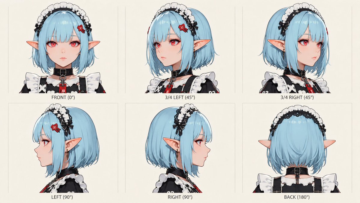 Comic / Storyboard - Anime Elf Maid Turnaround Sheet — output 1